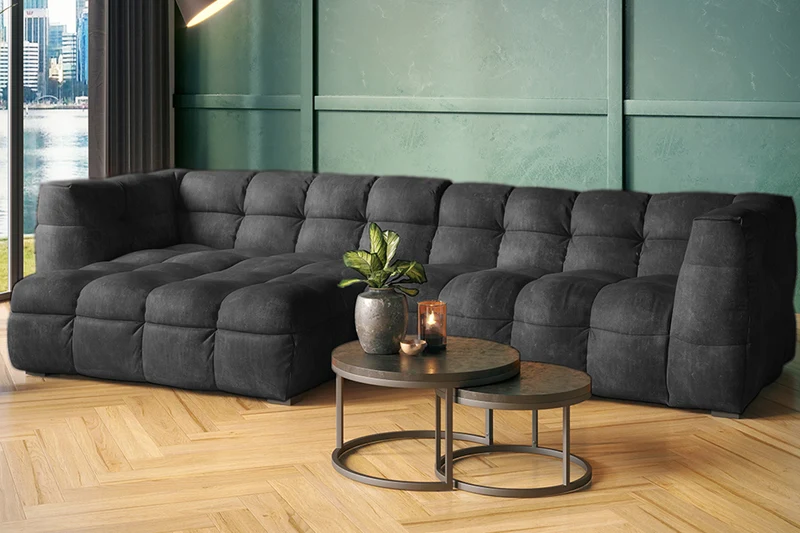 KAWOLA Sofa ROSARIO Ecksofa Velvet anthrazit
