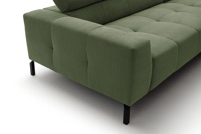 KAWOLA Sofa OHIO Ecksofa Feincord olivgrün