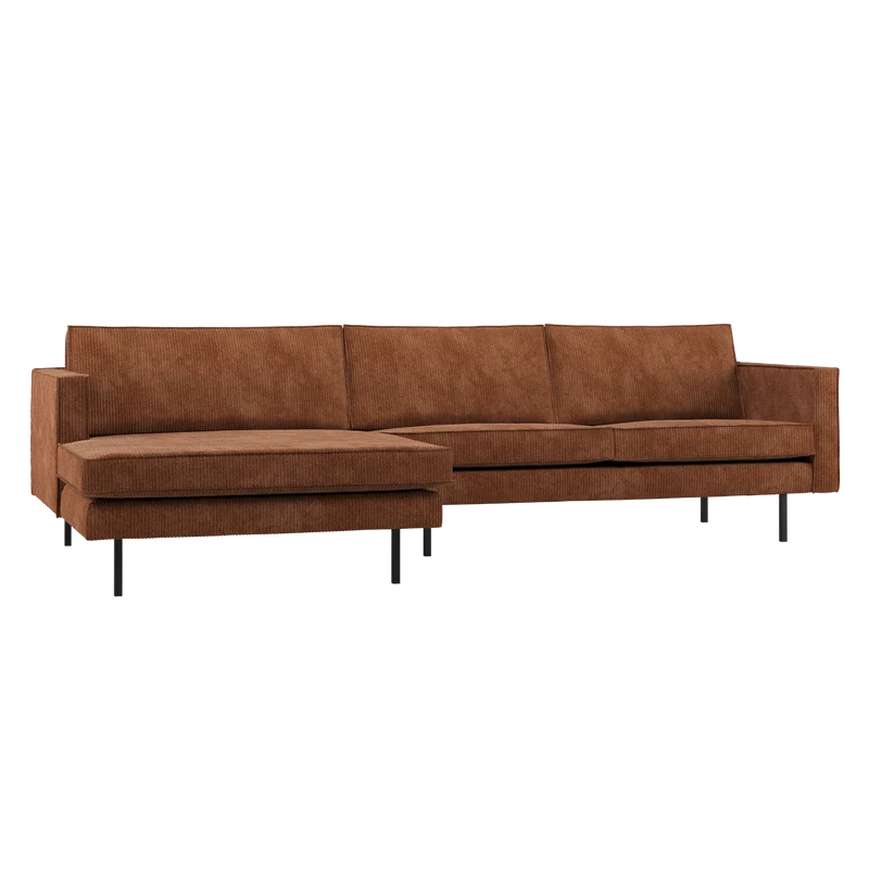 Rodeo chaise longue sofa links cord rostbraun