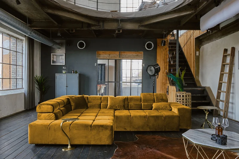 KAWOLA Sofa NEVADA Ecksofa Velvet curry