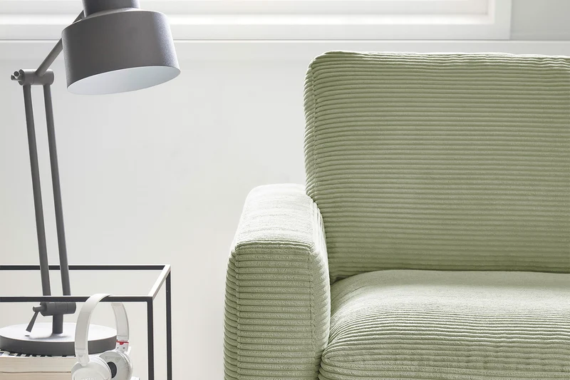 KAWOLA Ecksofa CARA Sofa Cord olivgrün