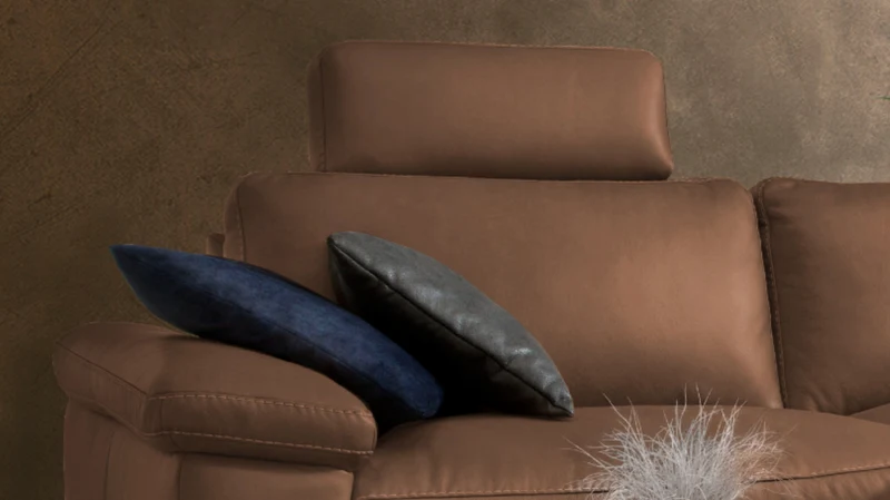 KAWOLA Sofa LOLA Ecksofa Leder braun mit motorischer Relaxfunktion