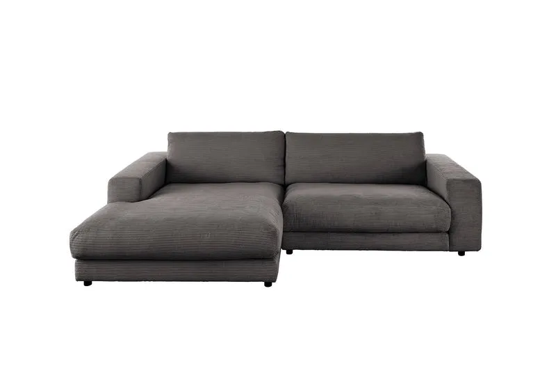 KAWOLA Sofa MADELINE Ecksofa mit Longchair Cord grau