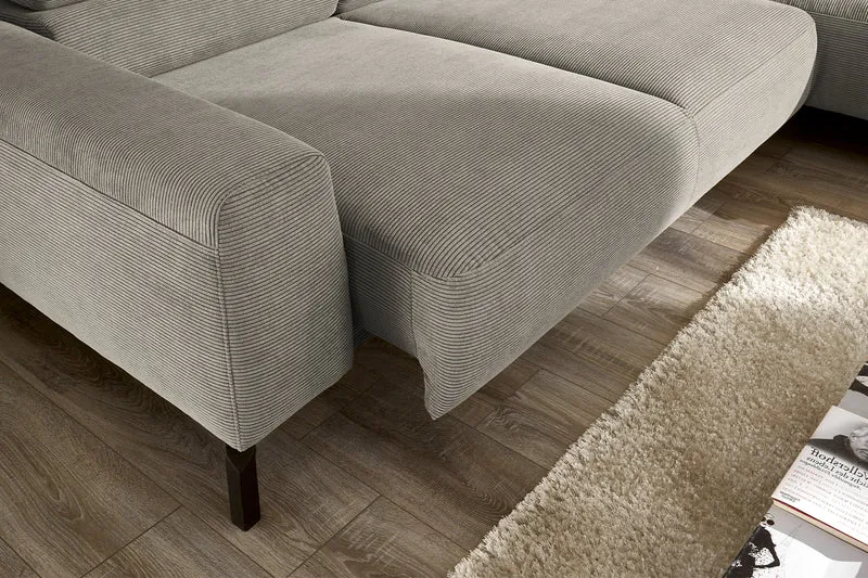 KAWOLA Sofa DELIA Ecksofa Feincord grau