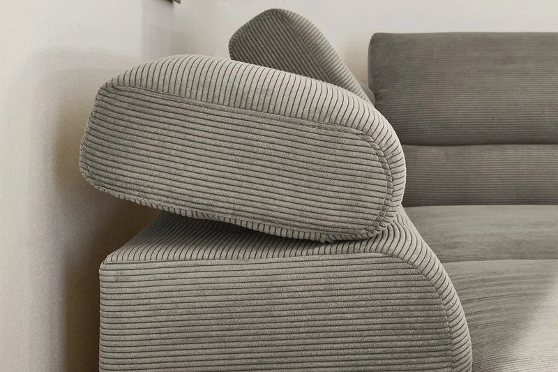 KAWOLA Sofa DELIA Ecksofa Feincord grau