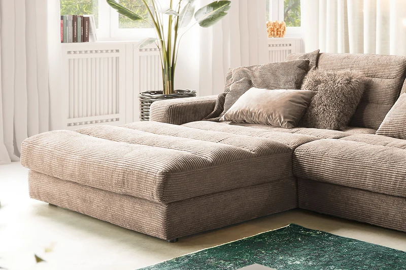 KAWOLA Sofa LANA XL Ecksofa Cord taupe