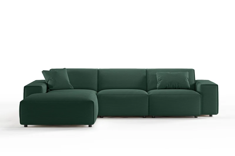 KAWOLA Sofa RANI Ecksofa Cord smaragd