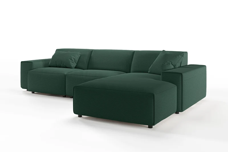 KAWOLA Sofa RANI Ecksofa Cord smaragd