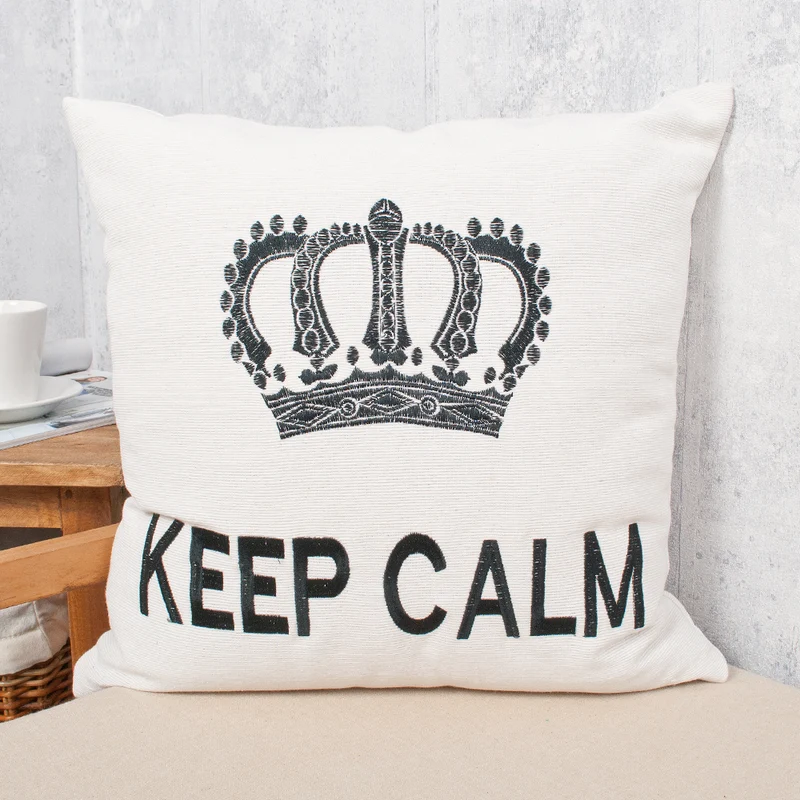 Besticktes Dekokissen KEEP CALM inkl. Füllung 42x42cm