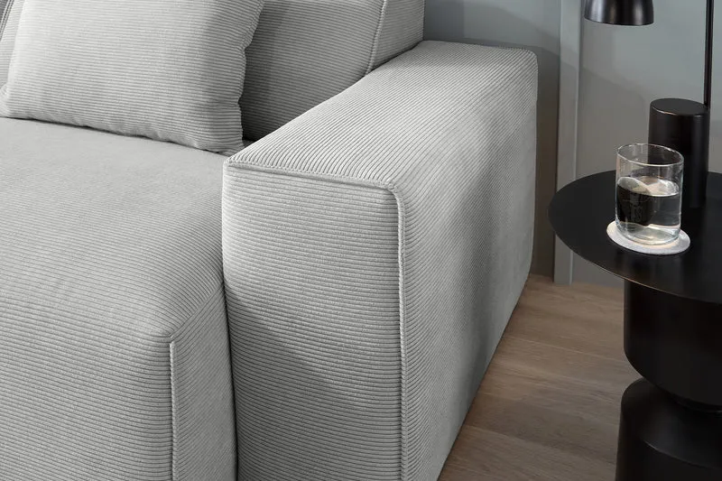 KAWOLA Sofa RANI 3-Sitzer Feincord silber
