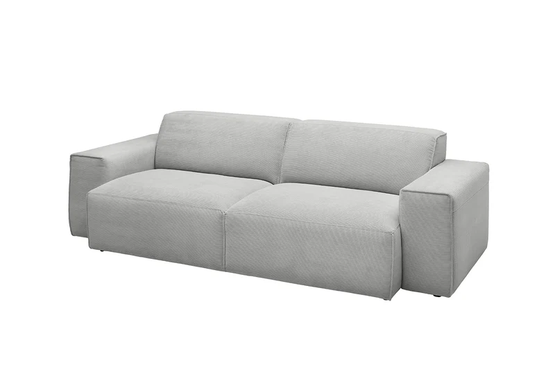 KAWOLA Sofa RANI 3-Sitzer Feincord silber