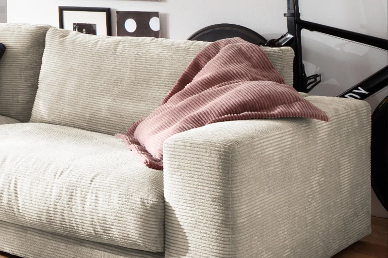 KAWOLA Sofa MADELINE 3-Sitzer Cord cremeweiß