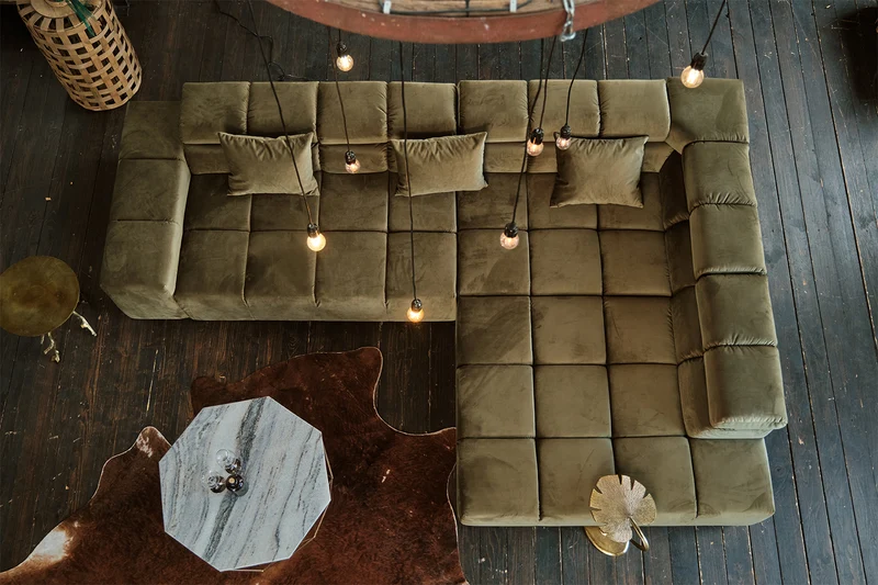 KAWOLA Sofa NEVADA Ecksofa Velvet olivgrün