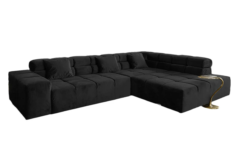 KAWOLA Sofa NEVADA Ecksofa Velvet schwarz
