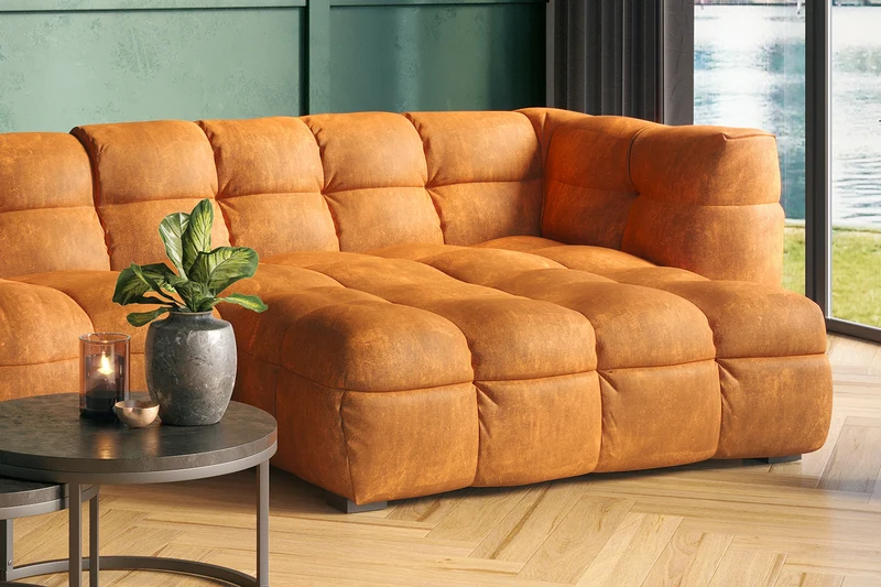 KAWOLA Sofa ROSARIO Ecksofa Velvet gold