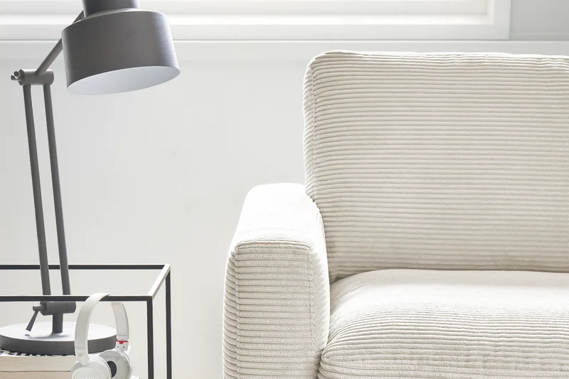 KAWOLA Ecksofa CARA Sofa Cord cremeweiß