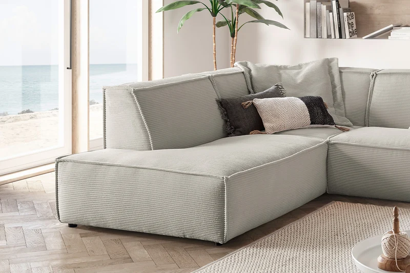 KAWOLA Sofa SAMU Ecksofa Cord steingrau