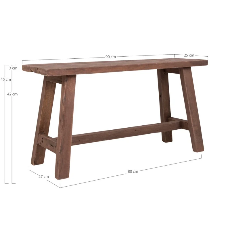 Teak Sitzbank GEMI 90cm Natural recyceltes Teakholz Massivholz