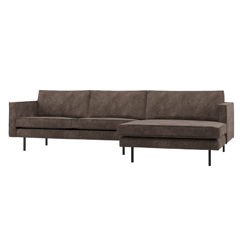 Rodeo chaise longue sofa rechts cord braun