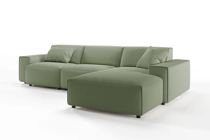 KAWOLA Sofa RANI Ecksofa Cord olivgrün