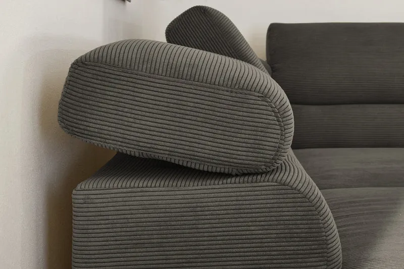 KAWOLA Sofa DELIA Ecksofa Feincord anthrazit