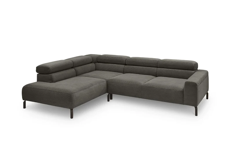 KAWOLA Sofa DELIA Ecksofa Feincord anthrazit