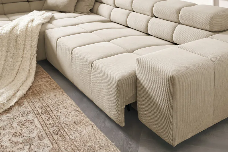 KAWOLA Sofa NEVADA Ecksofa Feincord beige