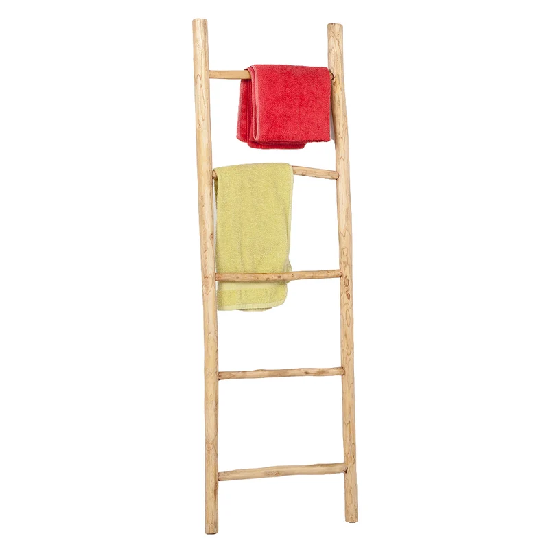 Deko-Leiter KEPALA ca. H150cm Natural Teak Handtuchhalter Kleiderständer