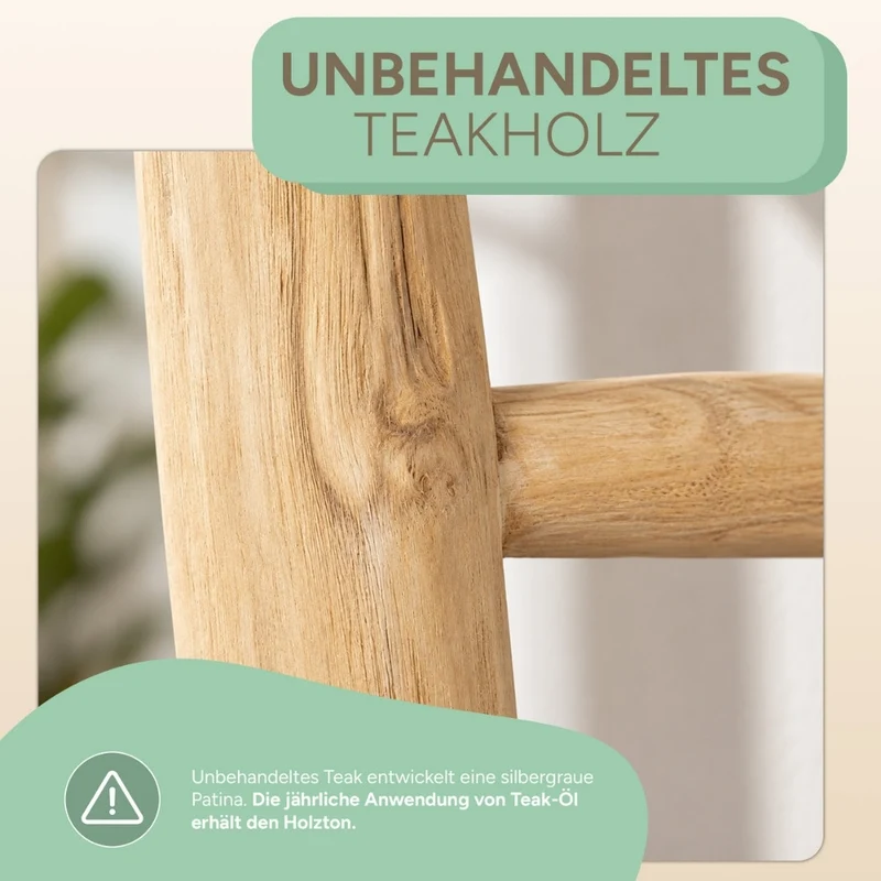 Deko-Leiter KEPALA ca. H150cm Natural Teak Handtuchhalter Kleiderständer