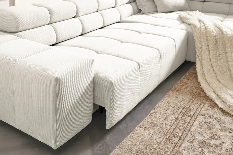 KAWOLA Sofa NEVADA Ecksofa Feincord weiß