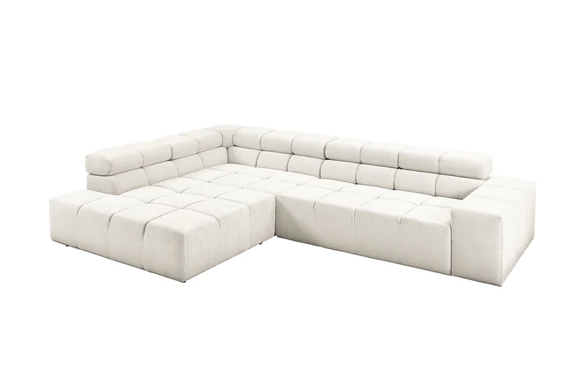 KAWOLA Sofa NEVADA Ecksofa Feincord weiß
