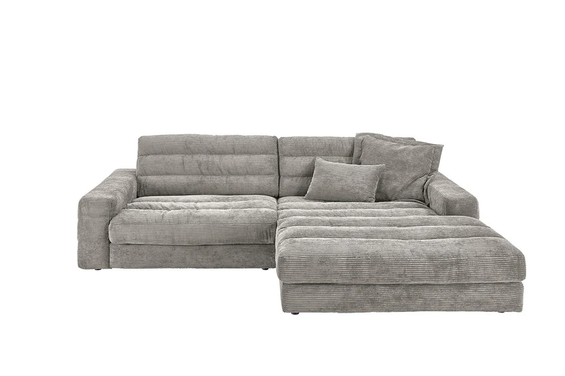KAWOLA Sofa LANA Ecksofa Cord steingrau