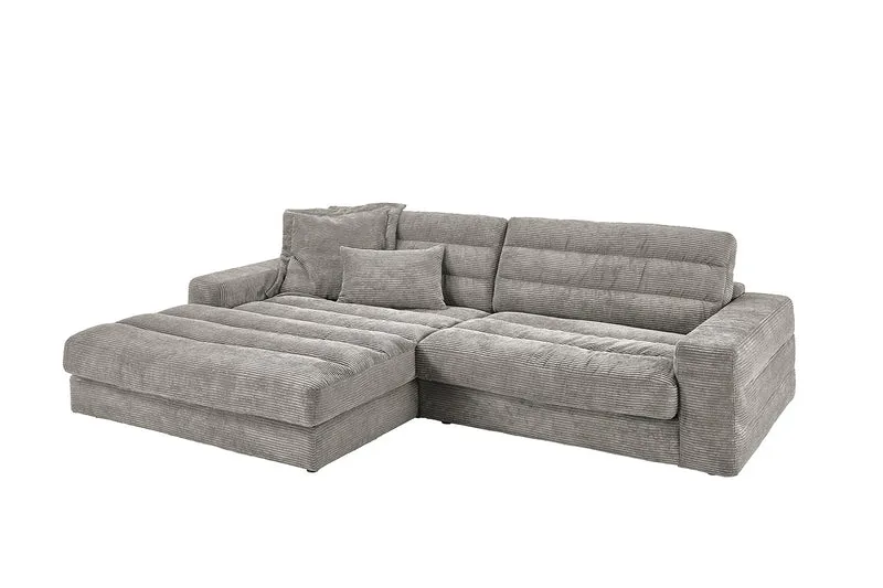 KAWOLA Sofa LANA Ecksofa Cord steingrau