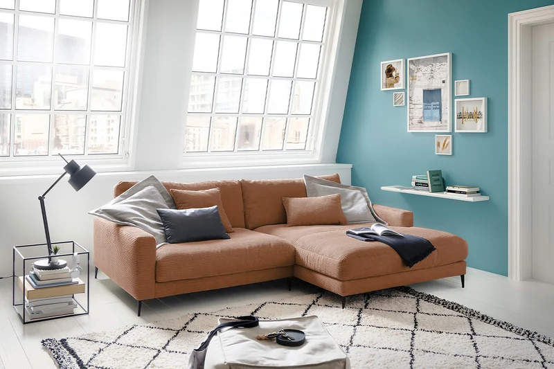 KAWOLA Ecksofa CARA Sofa Cord rost