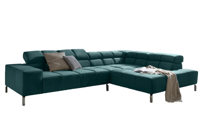 KAWOLA Sofa NELSON Ecksofa Velvet smaragd
