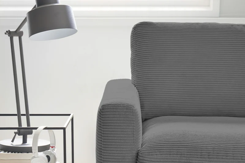 KAWOLA Ecksofa CARA Sofa Cord grau