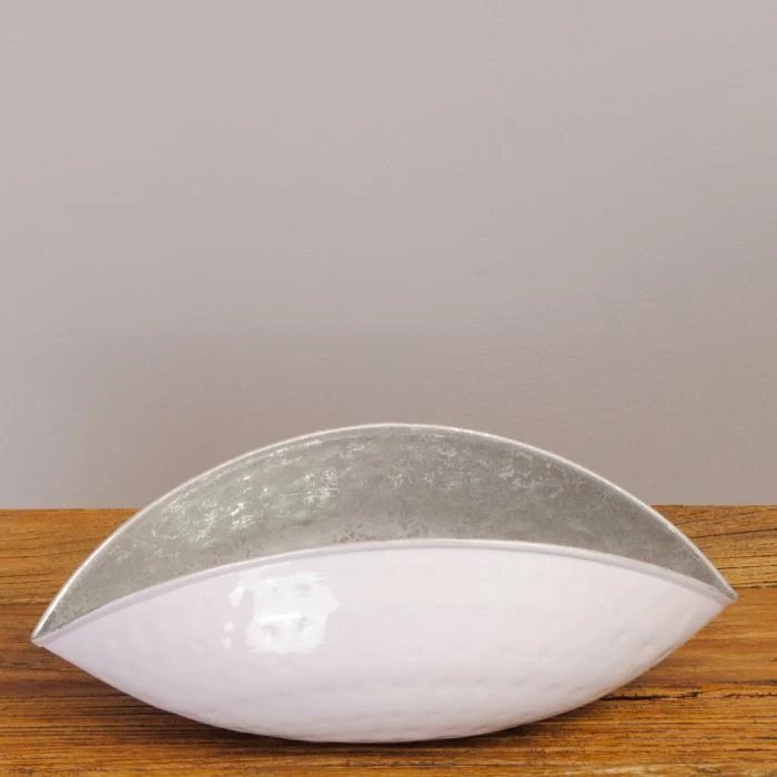Dekoschale JANDRA ca. L35cm Weiß Silber