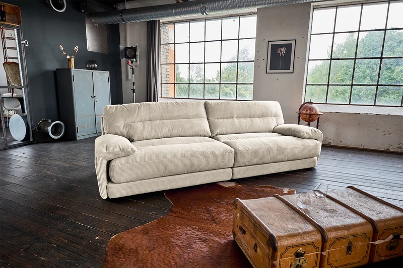 KAWOLA Sofa CINE XXL-Sofa 3-Sitzer Cord cremeweiß