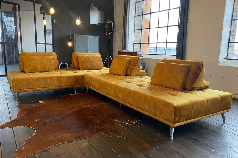 KAWOLA Sofa WIOLO Ecksofa velvet cognac