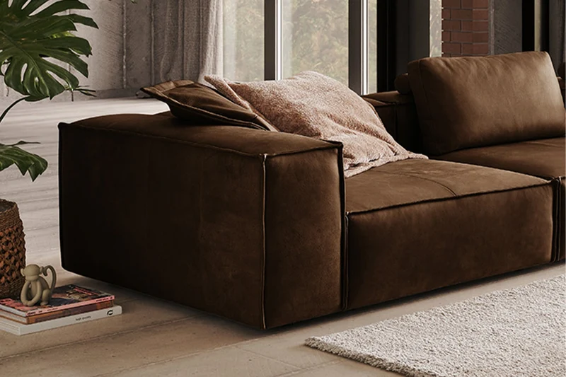 KAWOLA Sofa CARMO 4-Sitzer Leder braun