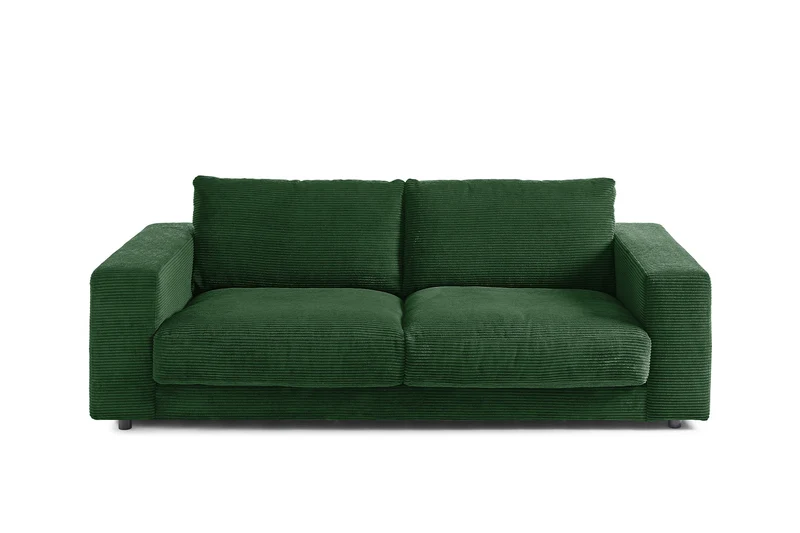 KAWOLA Sofa MADELINE 2-Sitzer Cord smaragd