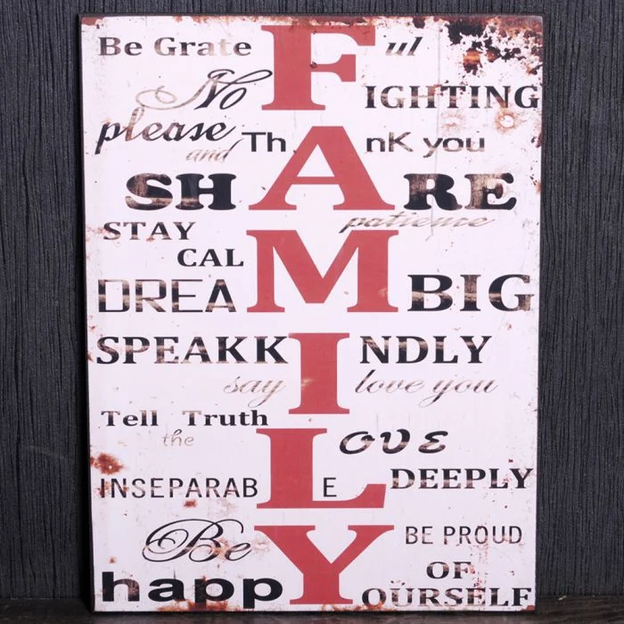Antik Holzschild FAMILY II Vintage Retro Schild