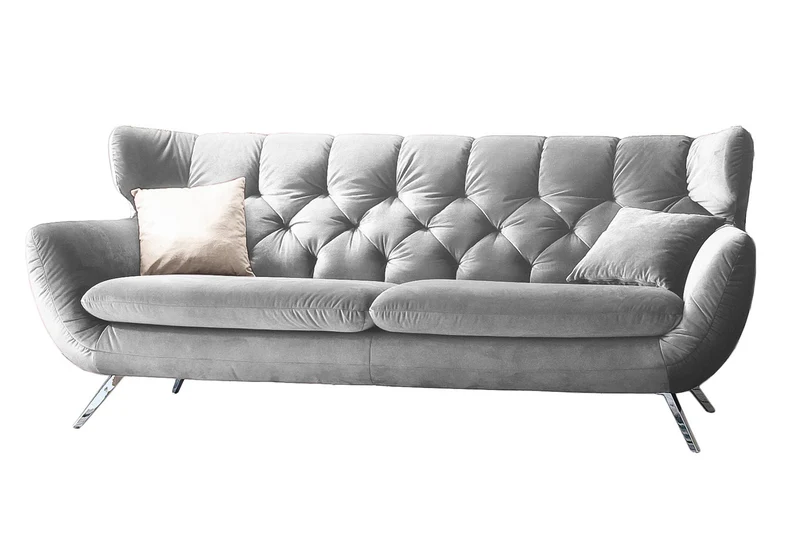 KAWOLA Sofa CHARME Velvet silber
