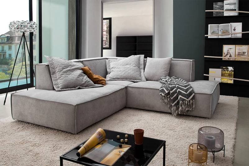 KAWOLA Sofa SAMU Ecksofa Stoff silber