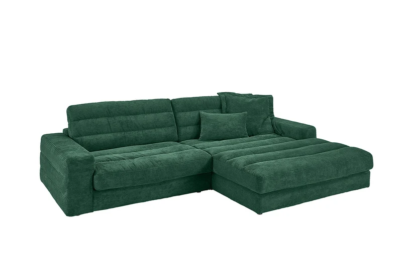 KAWOLA Sofa LANA Ecksofa Cord smaragd