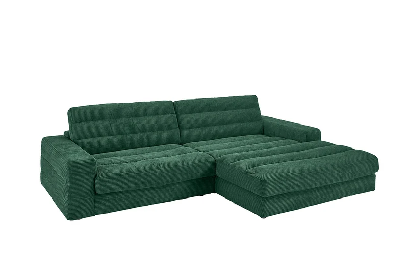 KAWOLA Sofa LANA Ecksofa Cord smaragd