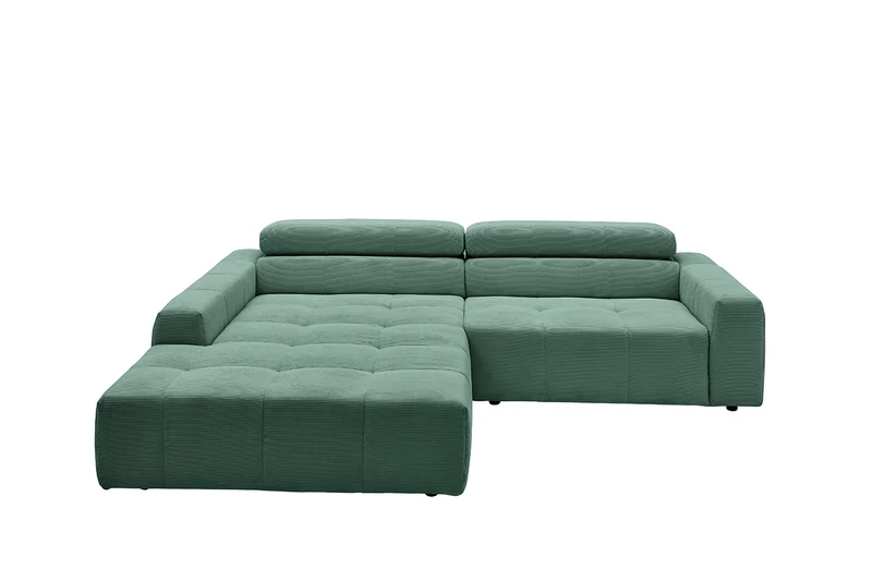 KAWOLA Sofa RENO Ecksofa Feincord grün