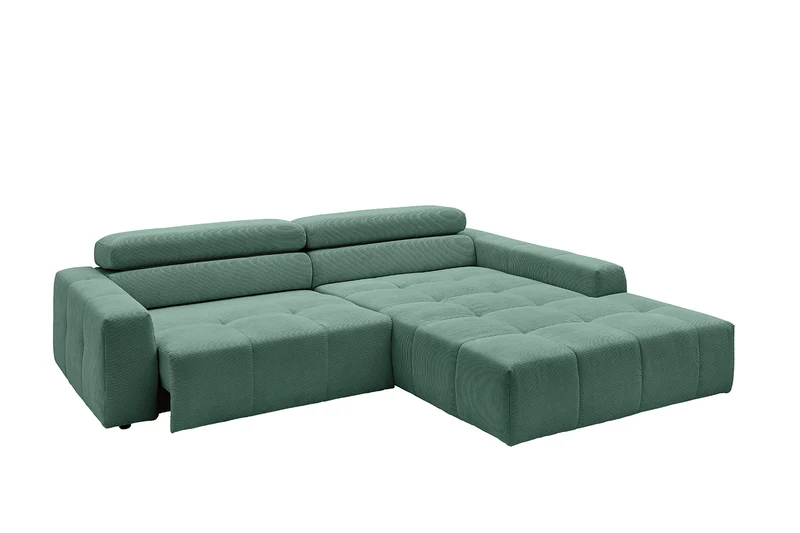 KAWOLA Sofa RENO Ecksofa Feincord grün