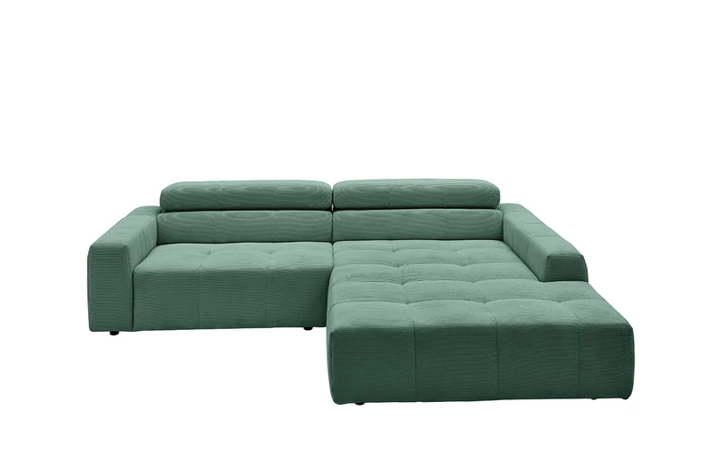 KAWOLA Sofa RENO Ecksofa Feincord grün