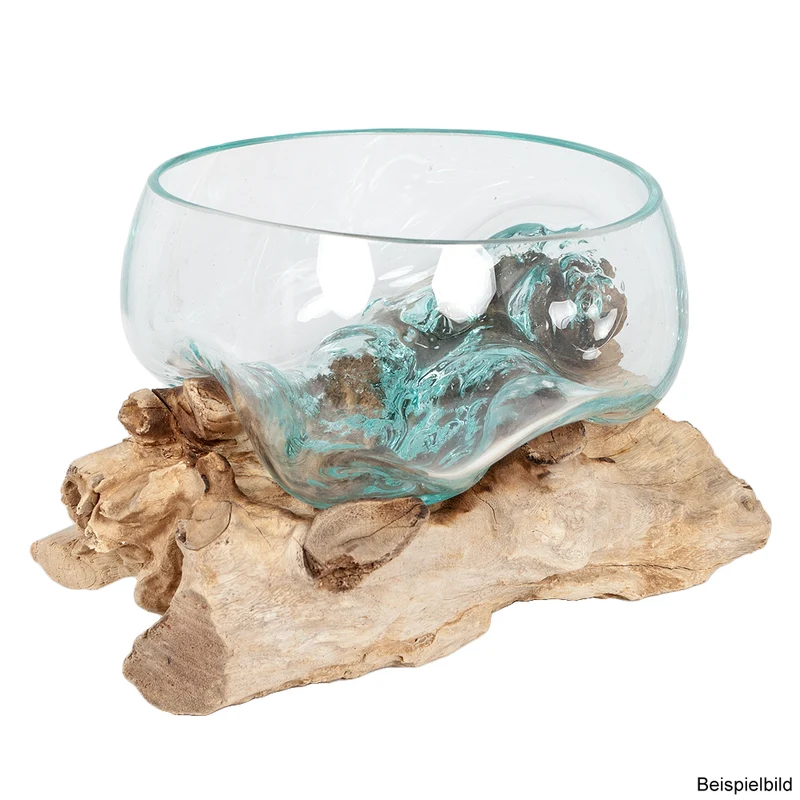 Deko-Glas DROP-1 ca. 15cm Teak Natural Handarbeit, mundgeblasen